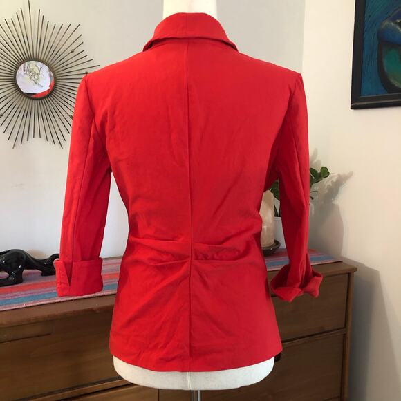 VTG Joseph Ribkoff Red Zip Front Blazer Jacket Fitted 12 Large Office Siren Y2K - Picture 5 of 11